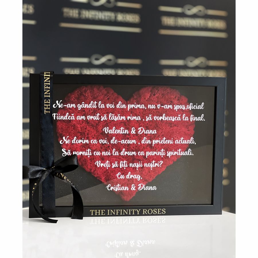 Tablou cu mesaj personalizat pentru 25 de ani de casatorie-nunta de argint Rama personalizata pentru nasi cu mesajul “ Vreti sa fiti nasii nostri? “