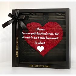 Tablou cu inimioara din licheni rosii cu mesaj personalizat pentru mama