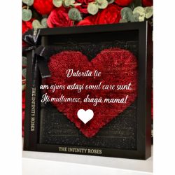 Tablou cu inimioara din licheni rosii cu mesaj personalizat pentru mama