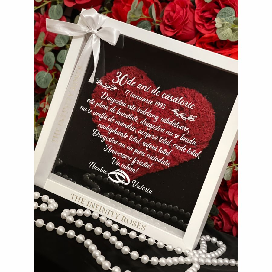 Tablou personalizat pentru nasi cu mesajul “Multumim ca ati acceptat sa fiti nasii nostri” Tablou cu mesaj personalizat pentru 30 de ani de casatorie-nunta de argint