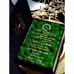 Cutie cadou pentru nasi tip carte/licheni verzi cu mesajul ” Vreti sa fiti nasii nostri ? “