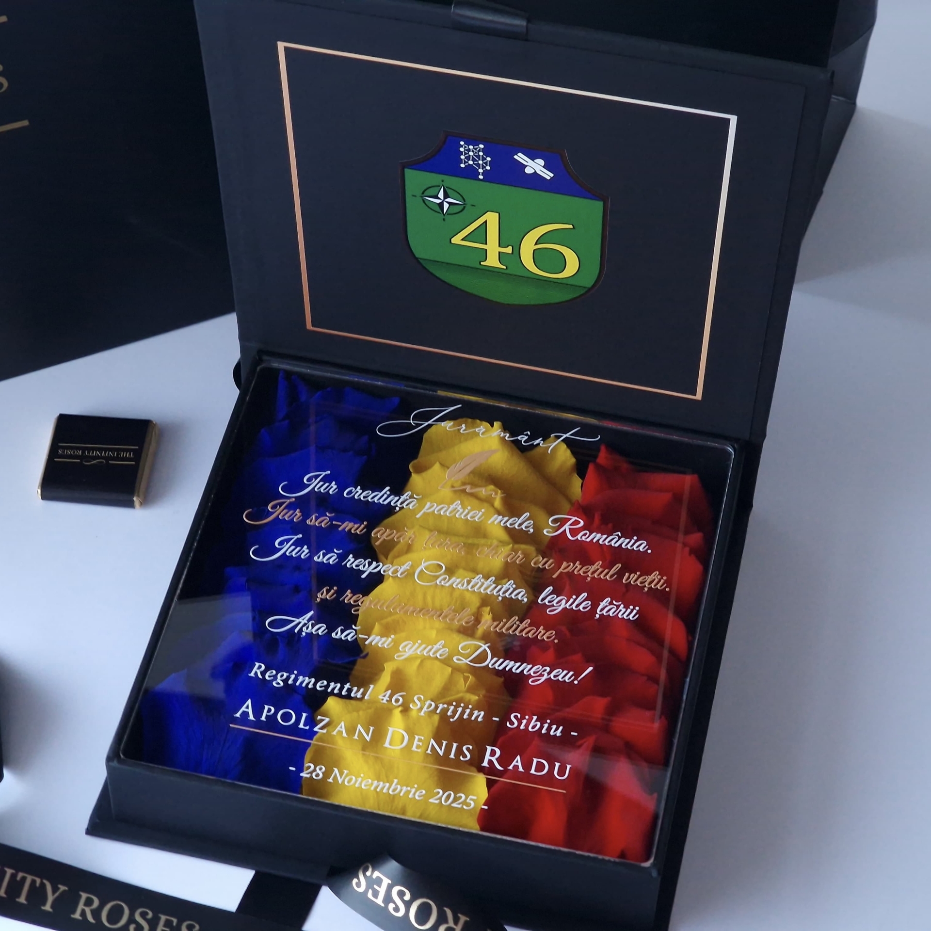 Cutie cadou tip felicitare Depunere Juramant ABSOLVIRE Regimentul de Sprijin SIBIU