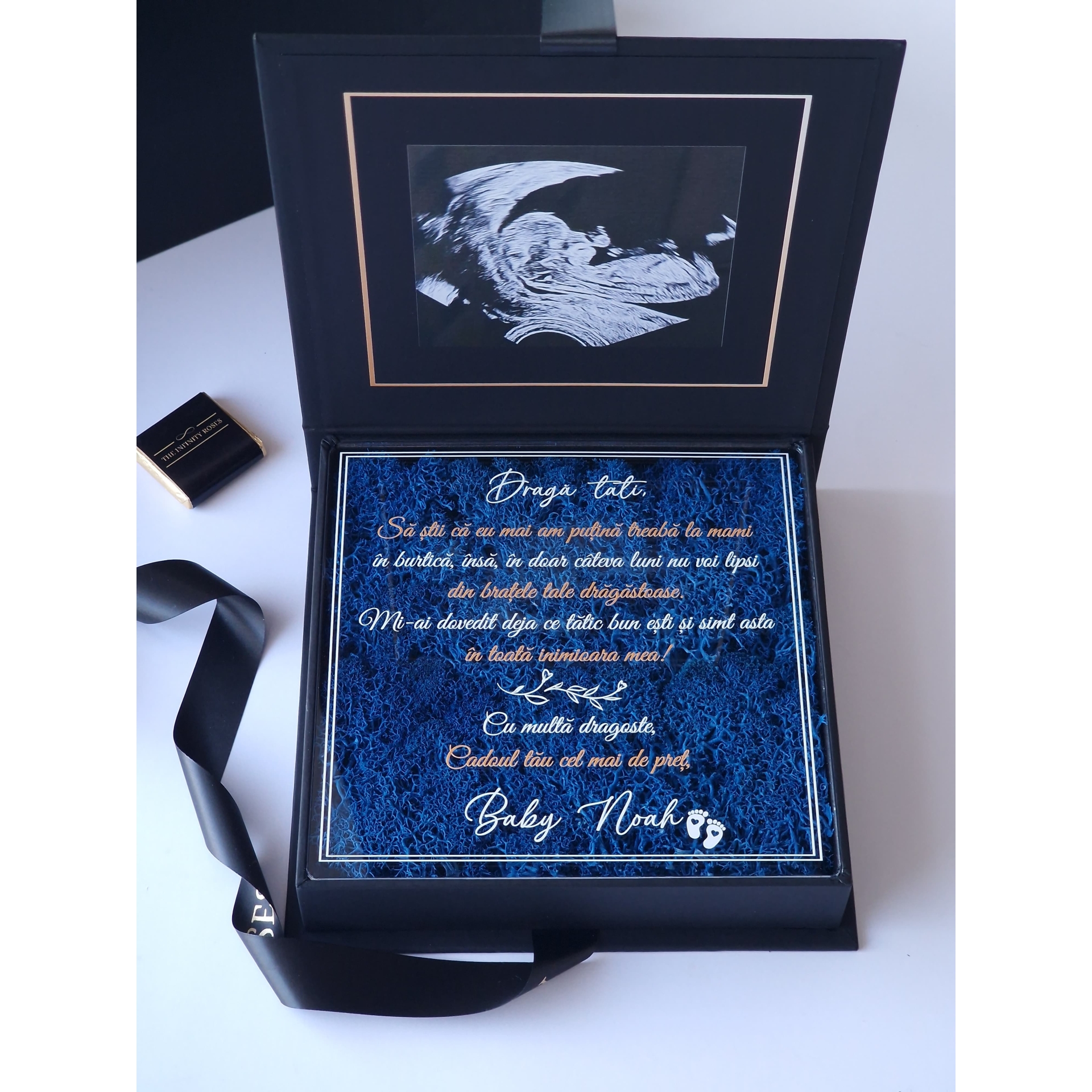 Cutie Premium Baby Memory Box cu Ecografie și Mesaj Personalizat Pentru Viitor tatic
