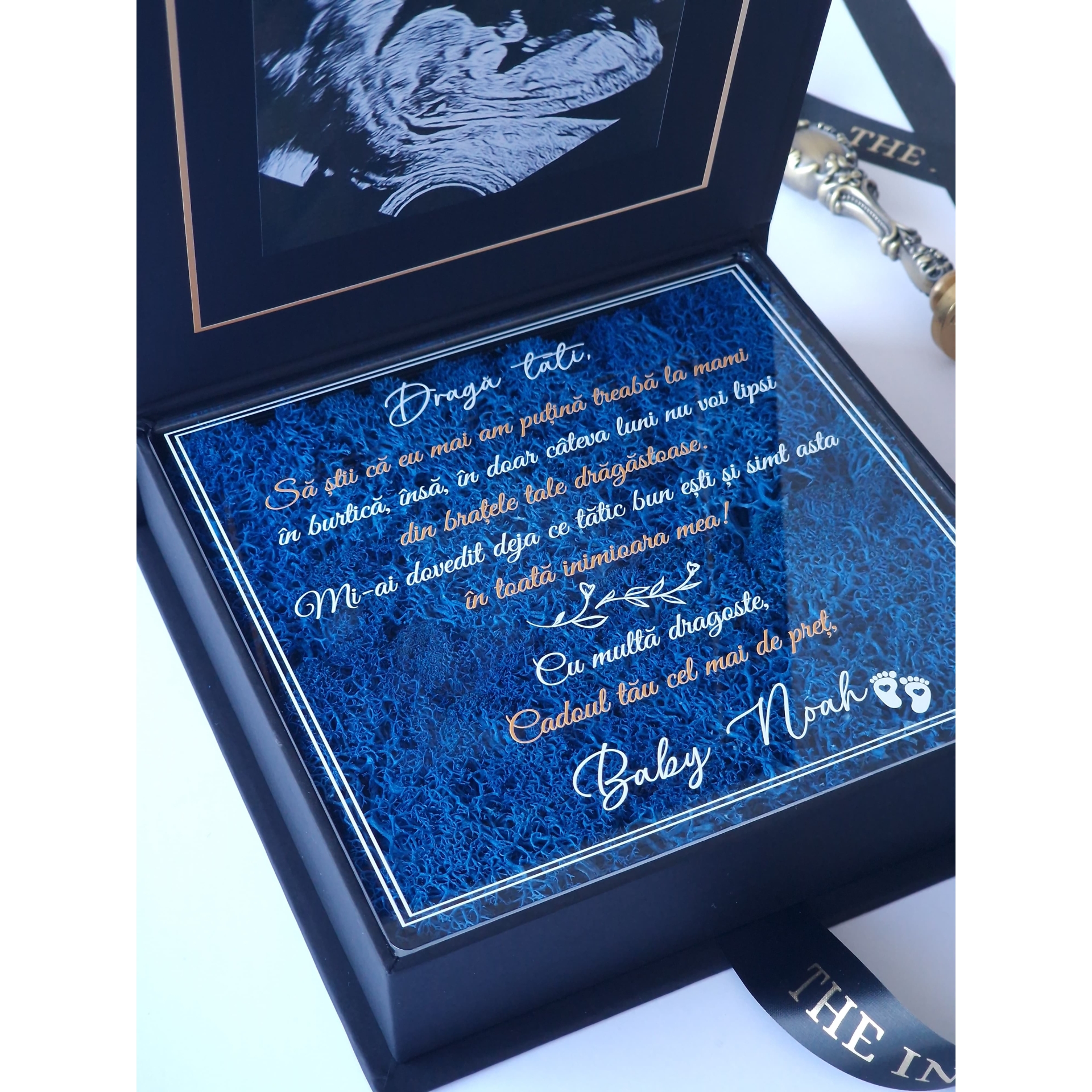 Cutie Premium Baby Memory Box cu Ecografie și Mesaj Personalizat Pentru Viitor tatic