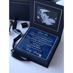 Cutie Premium Baby Memory Box cu Ecografie și Mesaj Personalizat Pentru Viitor tatic