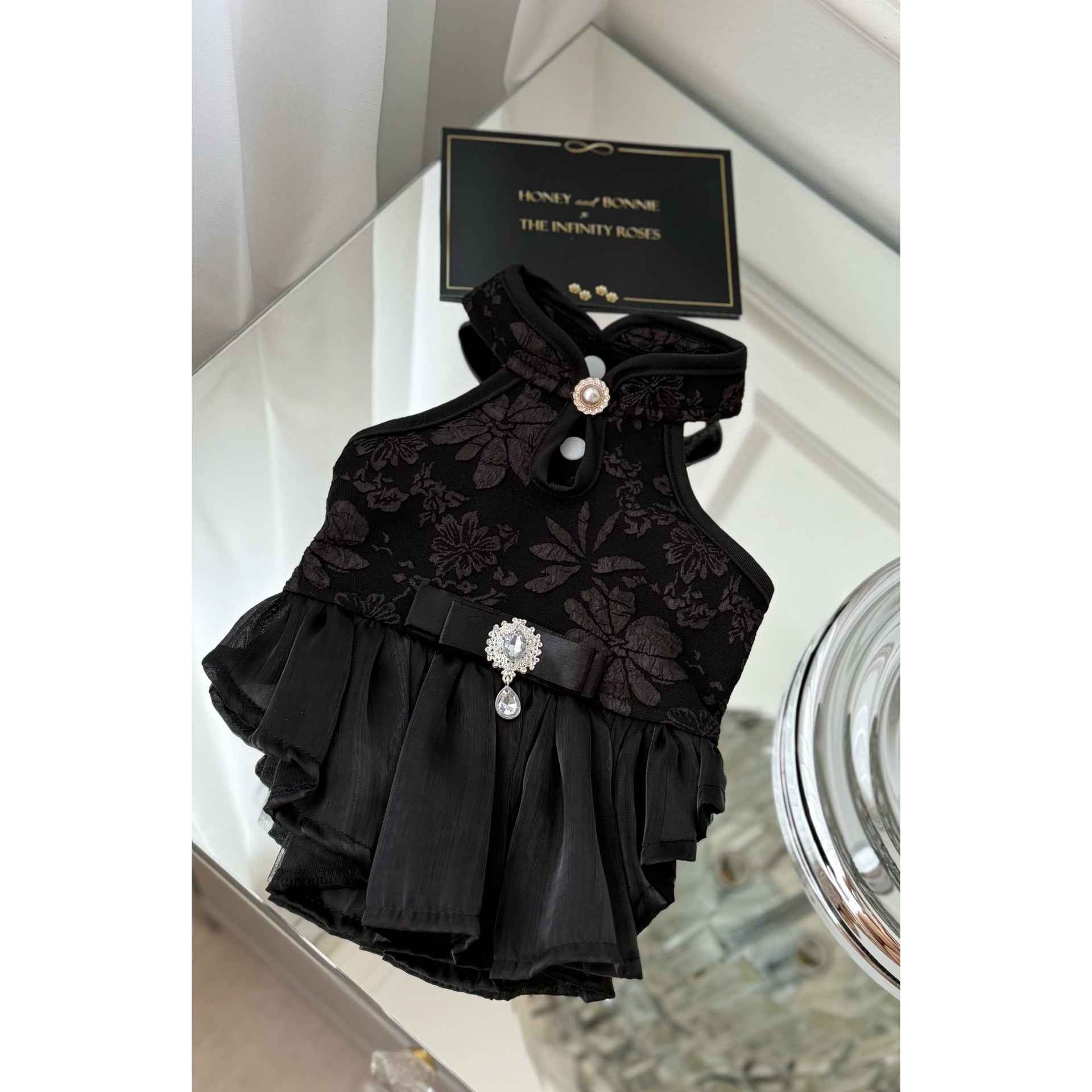 Rochie neagra couture pentru caini si pisici