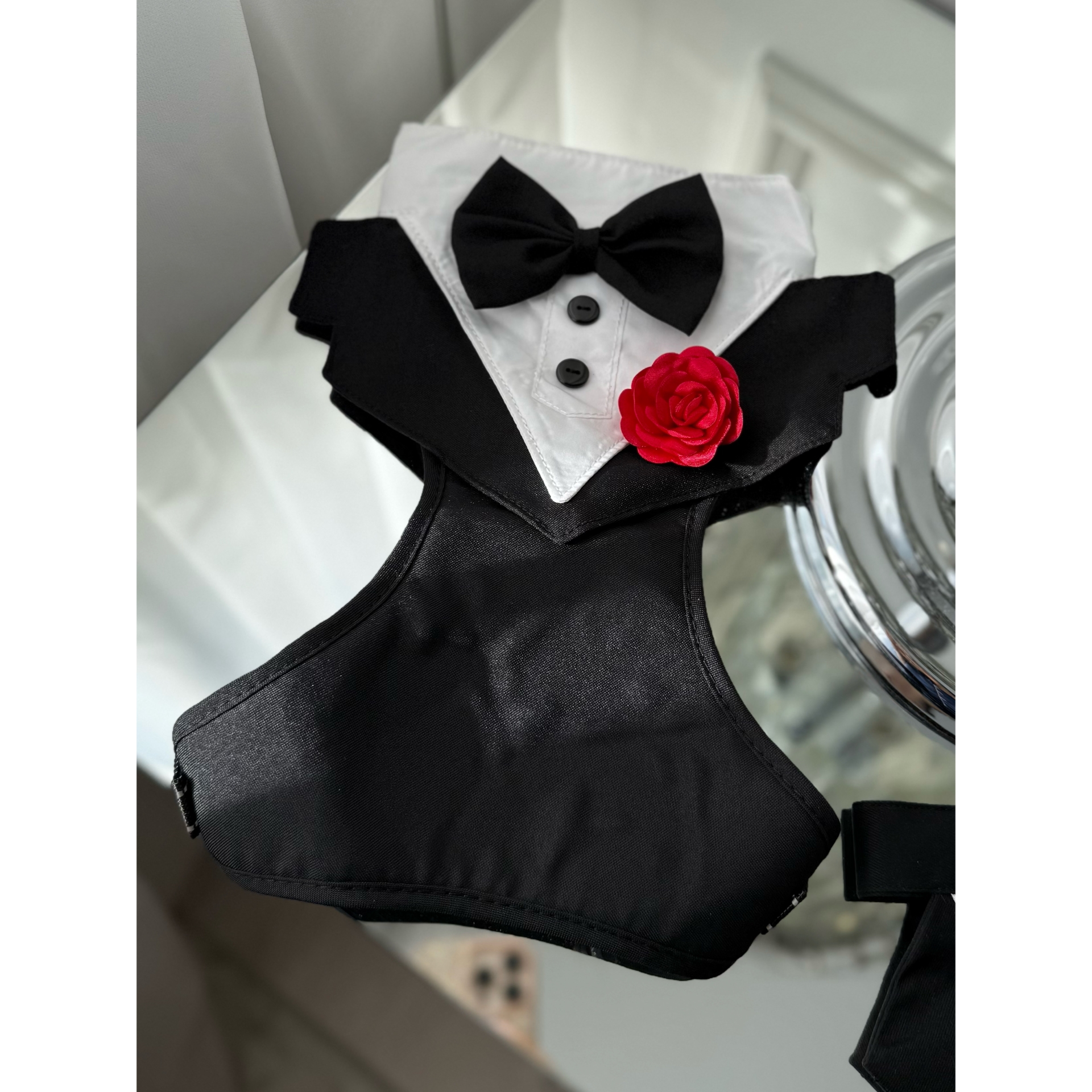 Ham tuxedo royal cu papion pentru catei si pisici