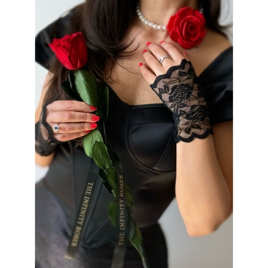 Frac tuxedo royal cu papion pentru catei si pisici L-XL-XXL-XXXL Colier cu perle si trandafir rosu textil statement pentru femei 