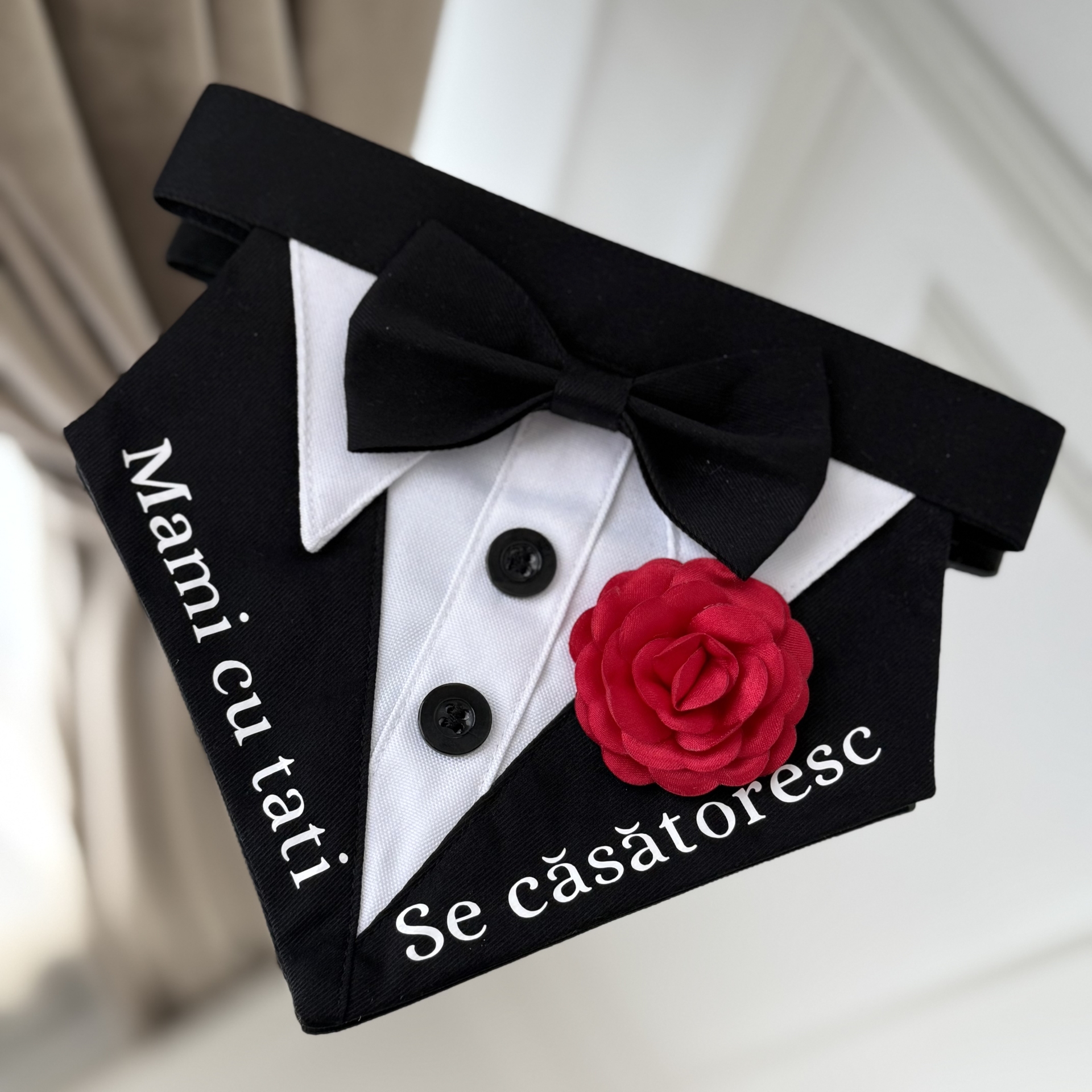 Bandana tuxedo eleganta pentru gat pentru catei si pisici mami cu tati se casatoresc 