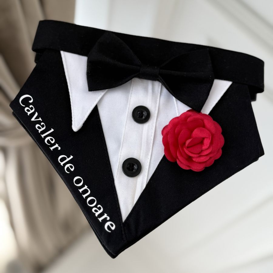  Bandana tuxedo eleganta pentru gat pentru catei si pisici cavaler de onoare