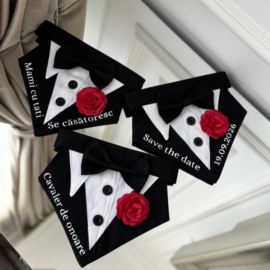 Bandana tuxedo eleganta pentru gat pentru catei si pisici cavaler de onoare