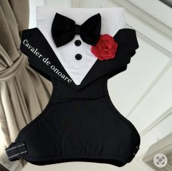 Ham tuxedo elegant pentru catei si pisici cavaler de onoare
