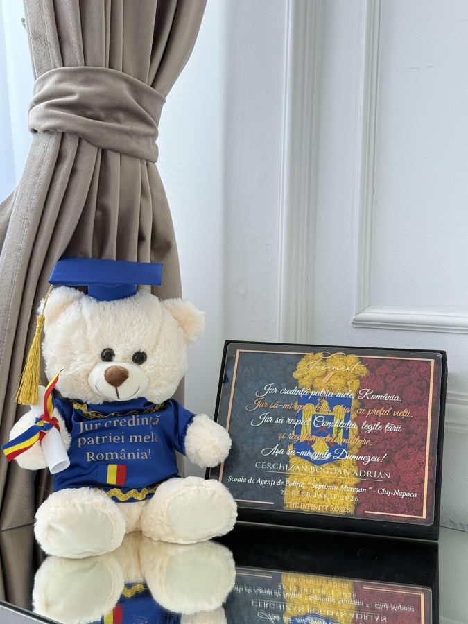 Ursulet absolvire personalizat, cadou pentru Academia de Politie,Jandarmerie,Politie,Armata si institutii militare