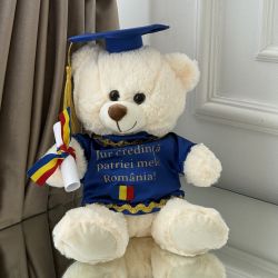 Ursulet absolvent pentru baieti si fete cu toca si pergament