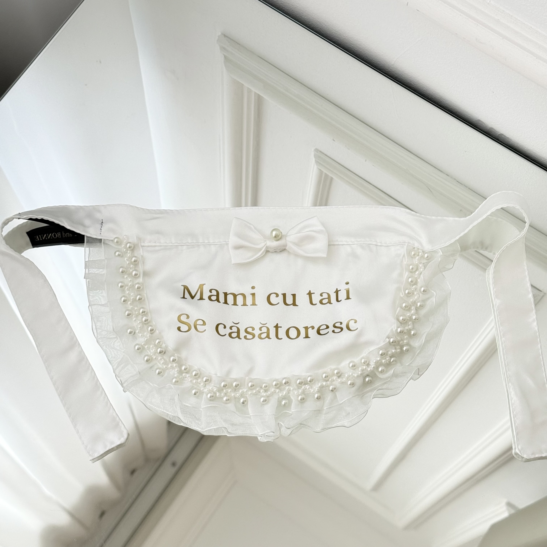 Bandană elegantă pentru câini și pisici, „Mami cu tati se căsătoresc”