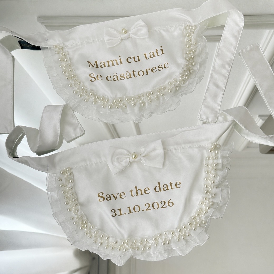Bandană elegantă pentru câini și pisici, „Mami cu tati se căsătoresc”