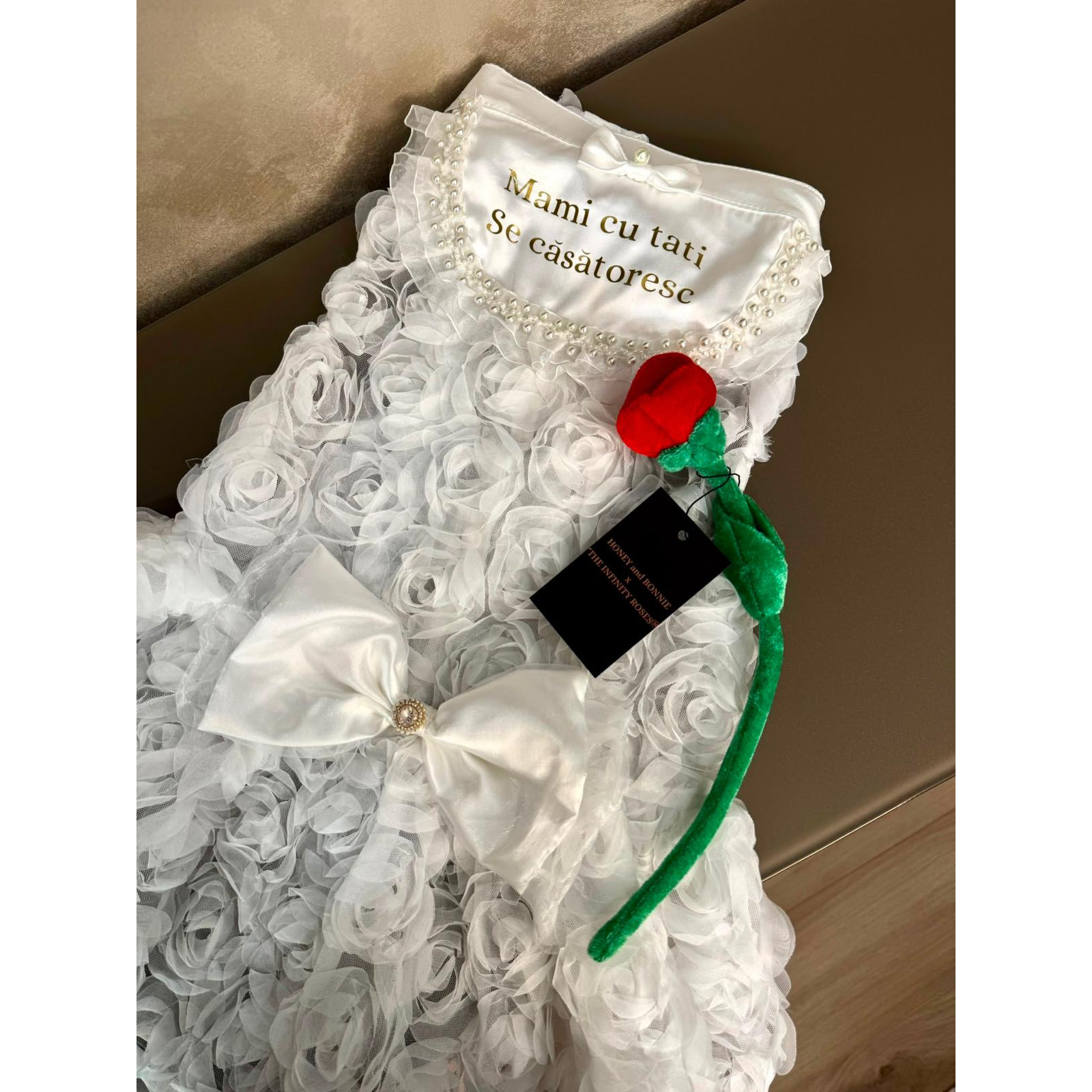 Bandană elegantă pentru câini și pisici, „Mami cu tati se căsătoresc”