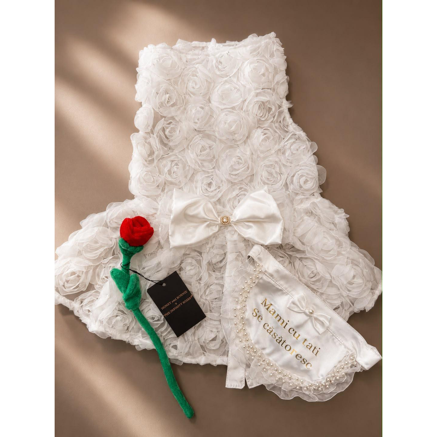 Bandană elegantă pentru câini și pisici, „Mami cu tati se căsătoresc”