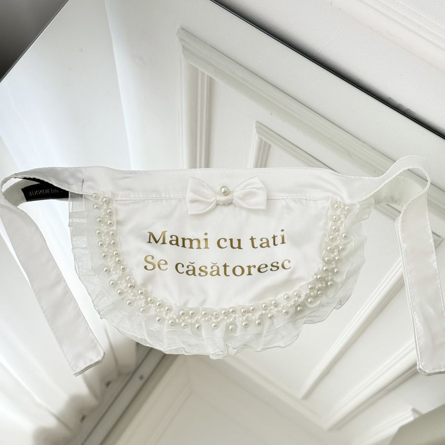  Bandană elegantă pentru câini și pisici, „Mami cu tati se căsătoresc”