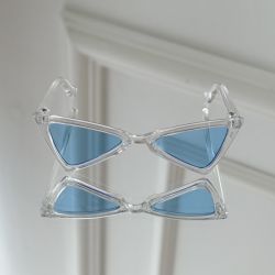Ochelari de Soare Fashion Cat Eye pentru Căței și Pisici, Ramă Transparentă cu Lentilă Albastră