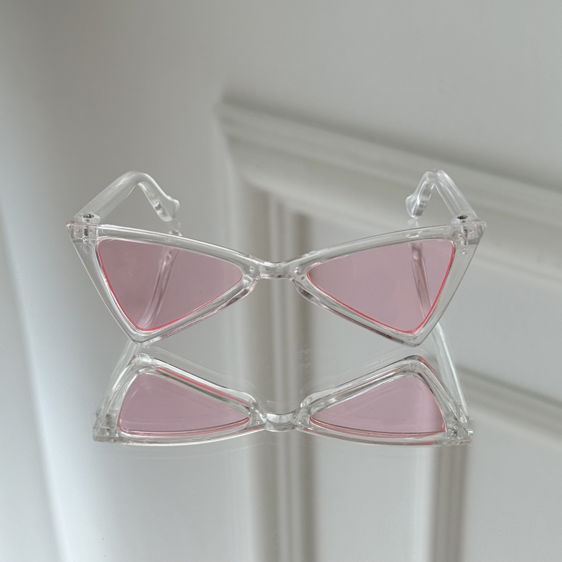 Ochelari de Soare Fashion Cat Eye pentru Căței și Pisici, Ramă Transparentă cu Lentilă Roz