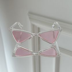 Ochelari de Soare Fashion Cat Eye pentru Căței și Pisici, Ramă Transparentă cu Lentilă Roz