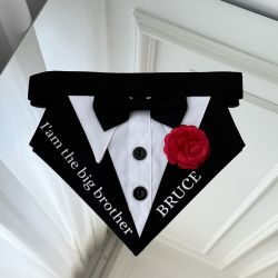 Bandana tuxedo eleganta pentru gat pentru catei si pisici I’m the big brother/Sunt fratele cel mare