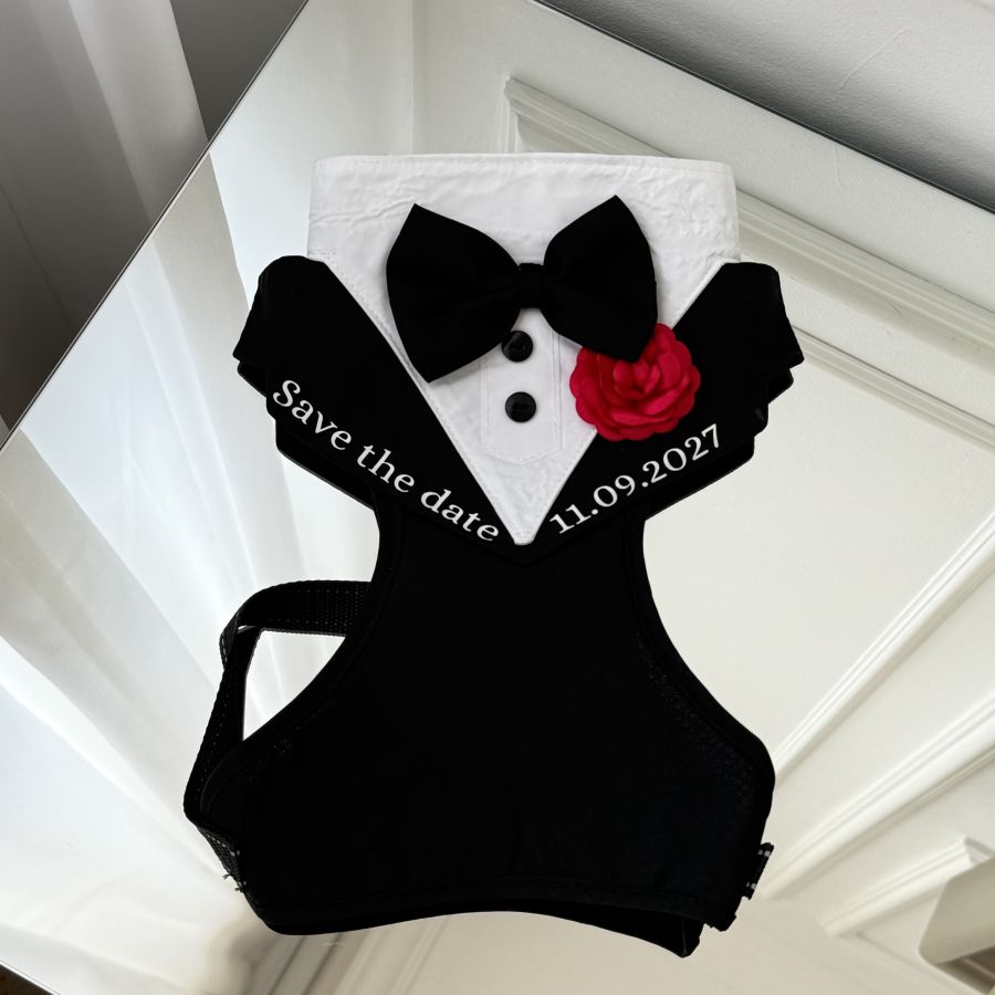  Ham tuxedo elegant pentru catei si pisici Save the date si data nuntii
