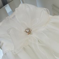 Rochie de Mireasa Alba pentru Caini si Pisici, Tinuta Nunta cu Funda si Cristale, Wedding Dress