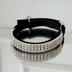 Zgarda eleganta cu cristale pentru caini si pisici, Negru
