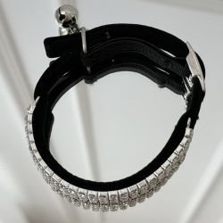 Zgarda eleganta cu cristale pentru caini si pisici, Negru