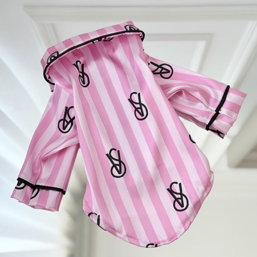  Pijama roz din satin pentru caini si pisici, model VS