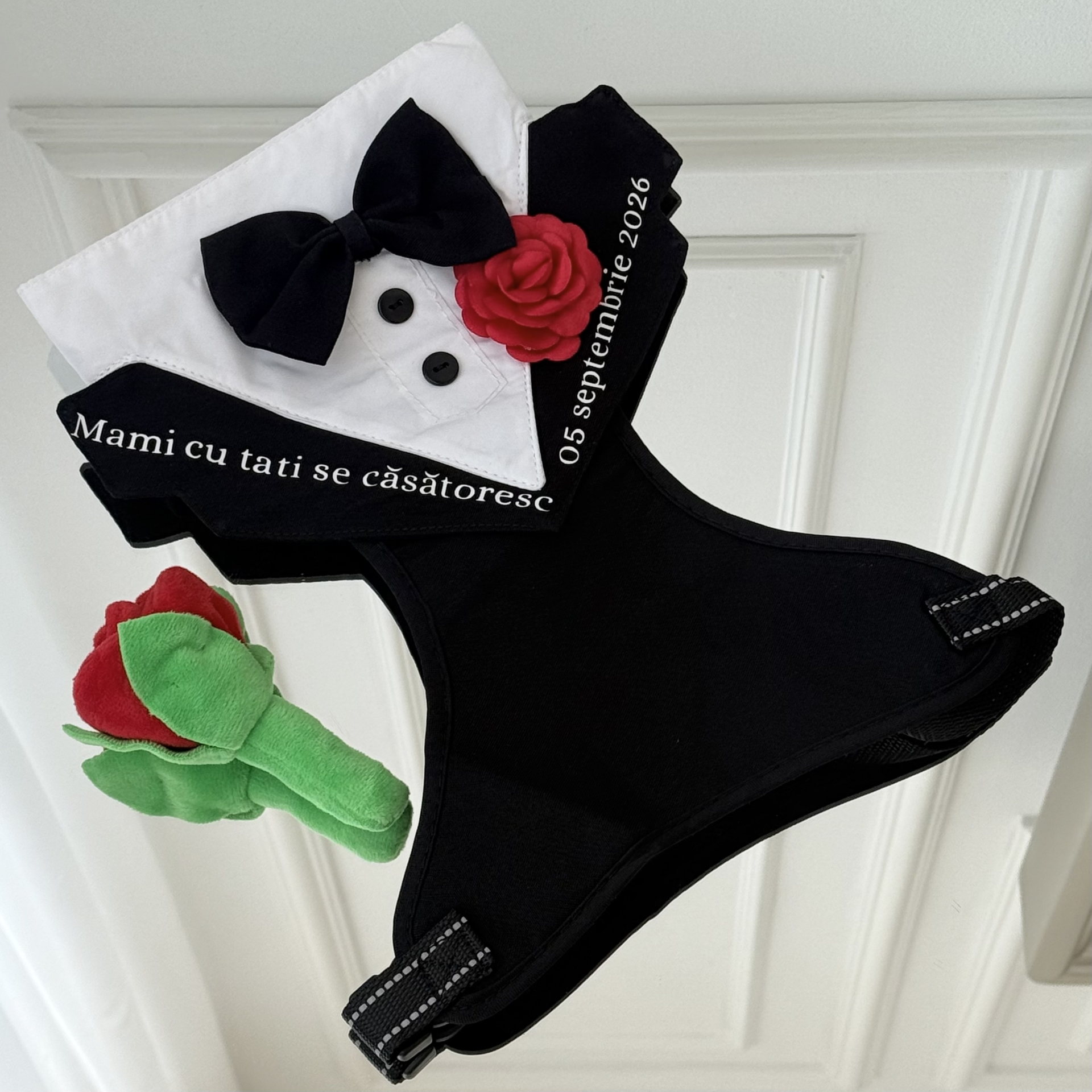 Ham Tuxedo personalizat pentru caini si pisici, Mami cu tati se casatoresc si data nuntii