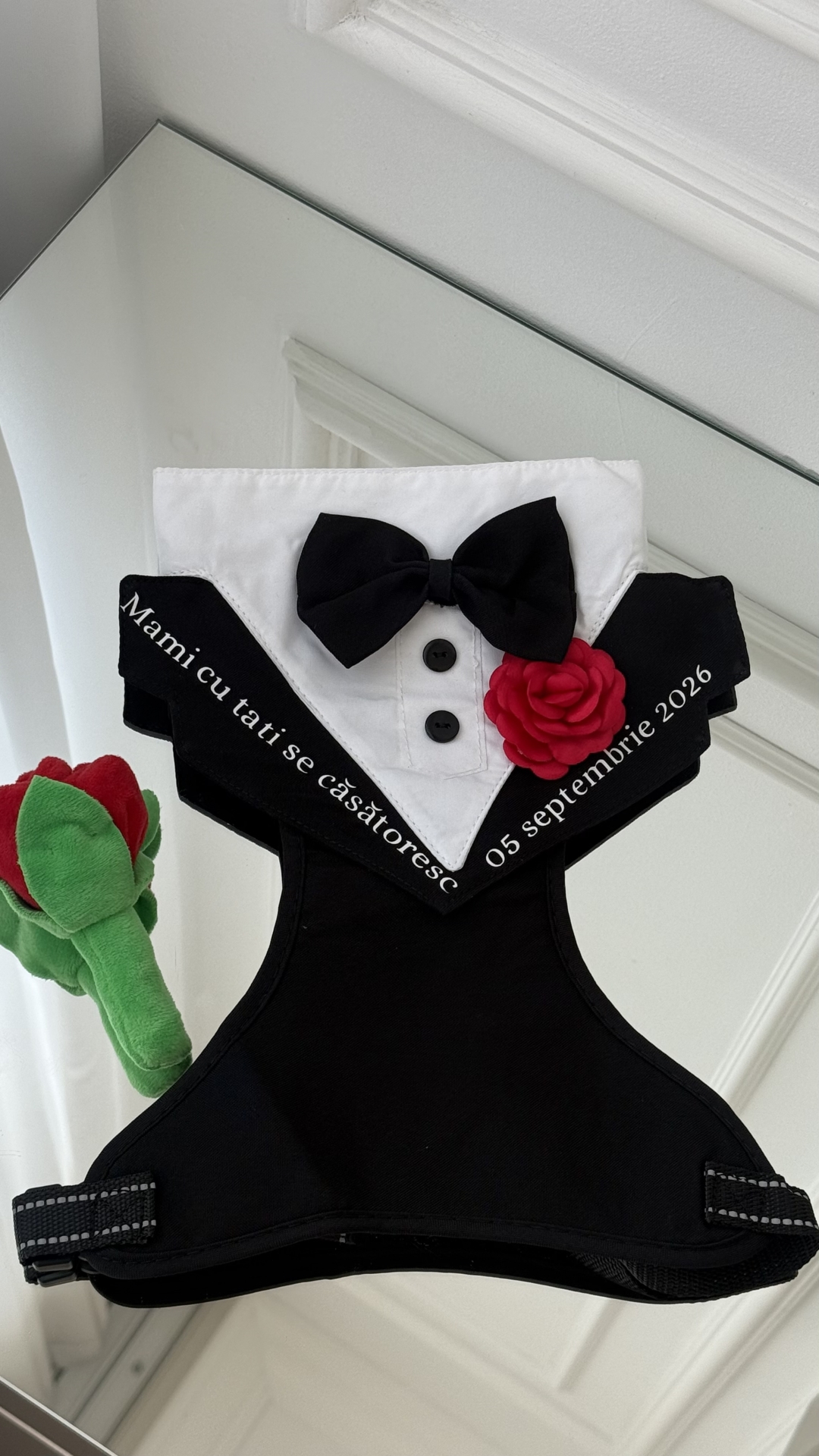 Ham Tuxedo personalizat pentru caini si pisici, Mami cu tati se casatoresc si data nuntii