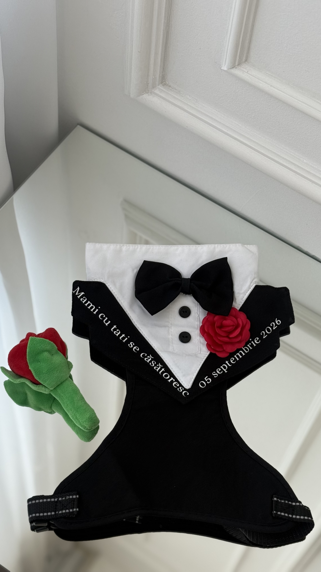 Ham Tuxedo personalizat pentru caini si pisici, Mami cu tati se casatoresc si data nuntii