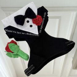 Ham Tuxedo personalizat pentru caini si pisici, Mami cu tati se casatoresc si data nuntii