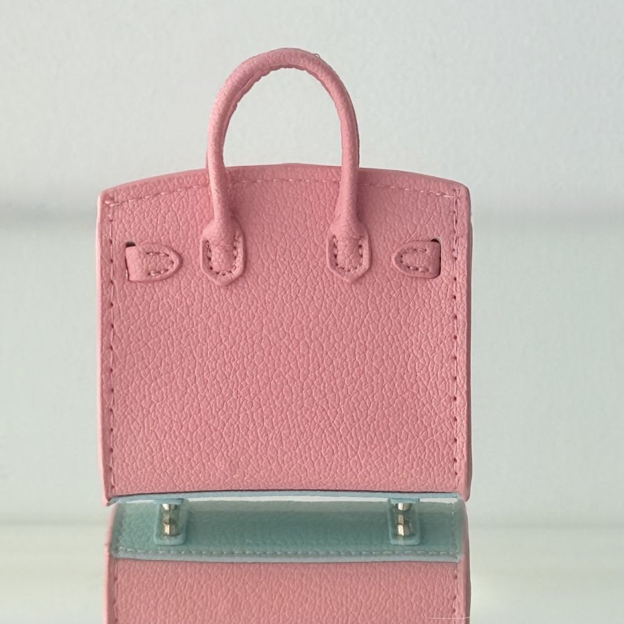 Suport saculeti igienici pentru caini, gentuta mini stil Hermes Birkin, roz