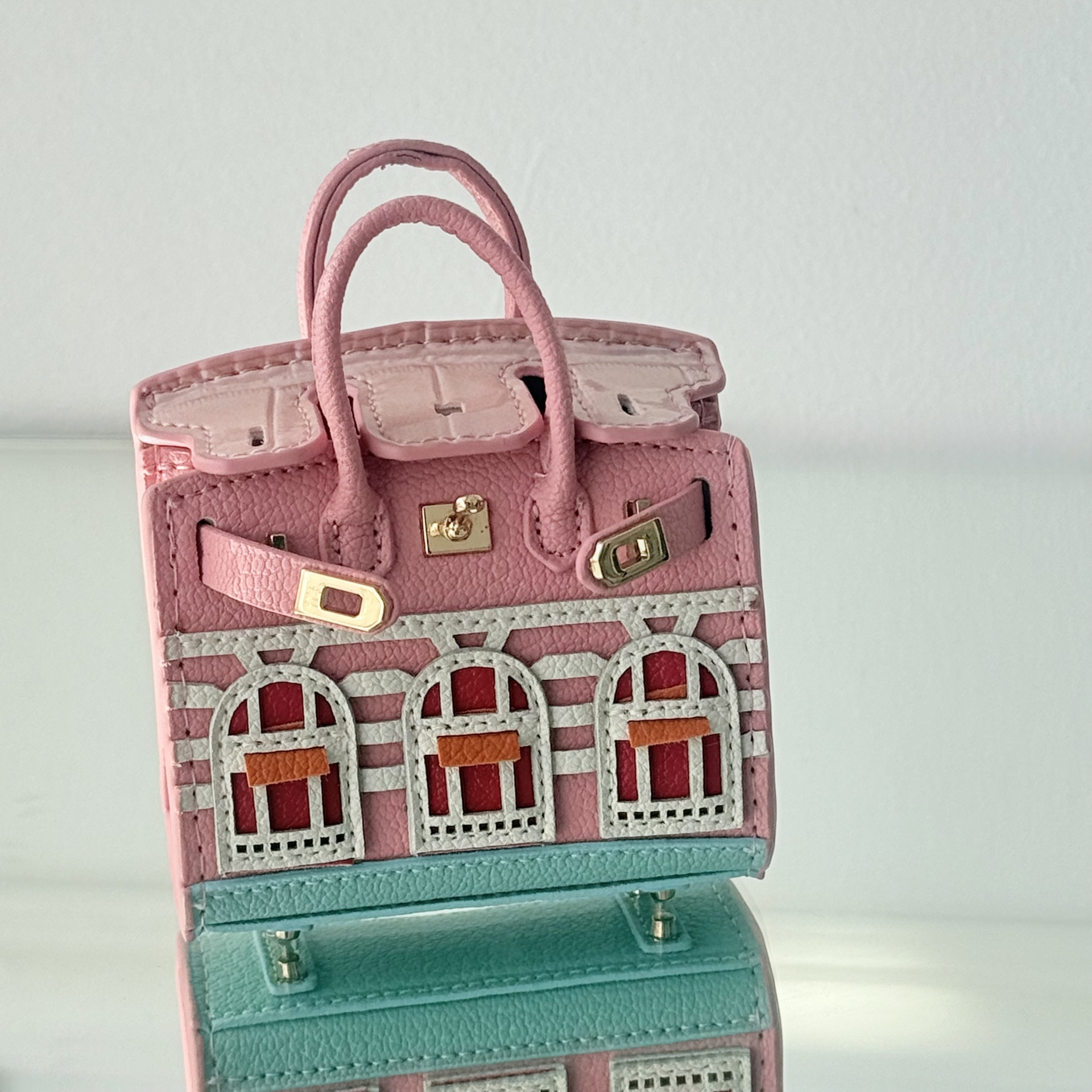 Suport saculeti igienici pentru caini, gentuta mini stil Hermes Birkin, roz