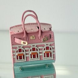 Suport saculeti igienici pentru caini, gentuta mini stil Hermes Birkin, roz