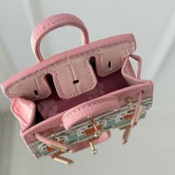 Suport saculeti igienici pentru caini, gentuta mini stil Hermes Birkin, roz