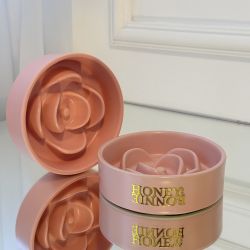 Bol Slow Feeder din ceramica pentru caini si pisici, model trandafir roz