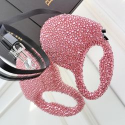 Lesa retractabila Luxury cu cristale Swarovski roz, 5 m, pentru caini de talie mica si medie