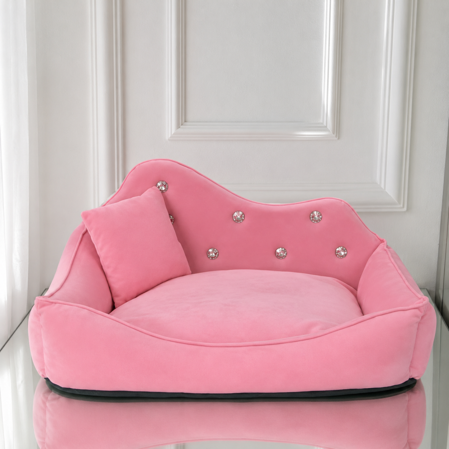 Lingura digitala cu cantar pentru hrana caini si pisici, afisaj LCD Pat sofa Luxury roz pentru caini si pisici, cu cristale decorative, 