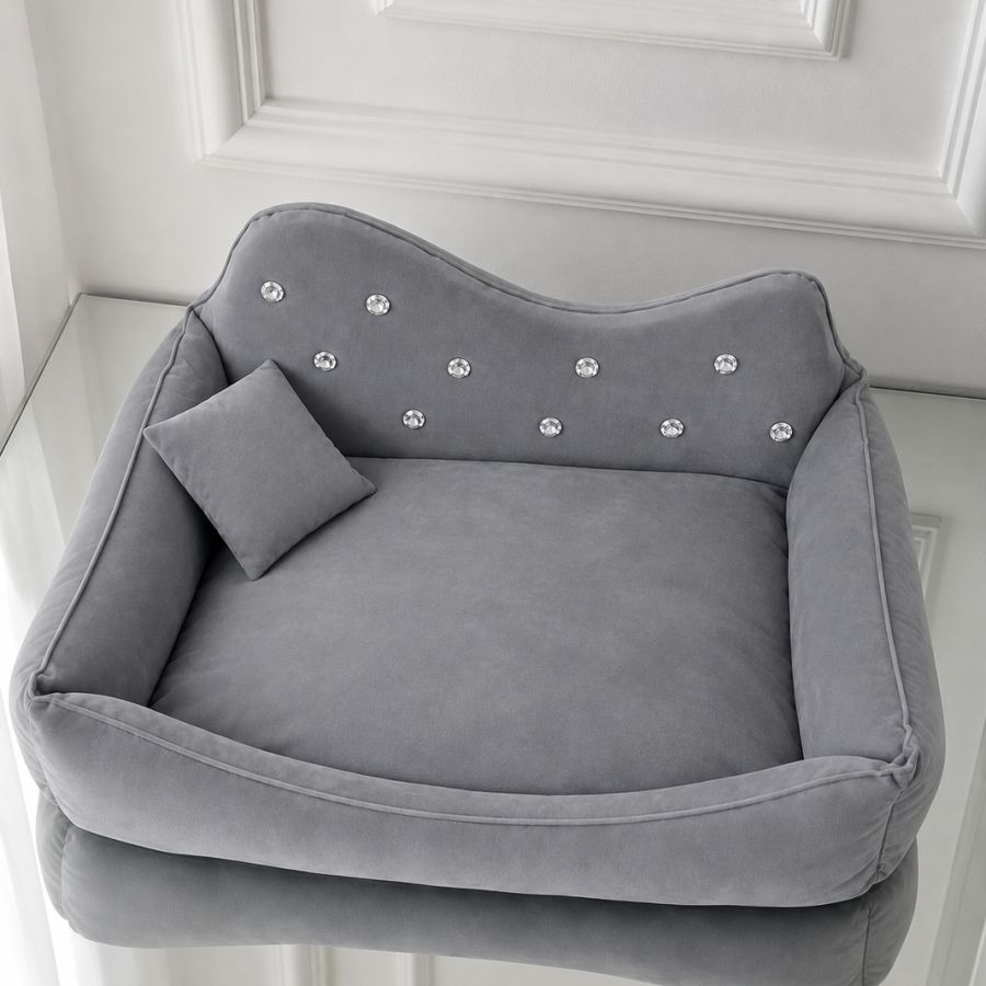 Lesa retractabila cu cristale Swarovski, 3 metri, pentru caini mici si medii Pat sofa Luxury gri pentru caini si pisici, cu cristale decorative
