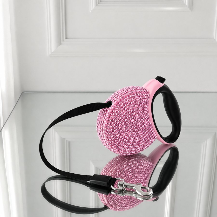 Pantofi cu toc pentru catei si pisici cu trandafiri Lesa retractabila cu cristale Swarovski, 3 metri, pentru caini mici si medii