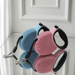 Lesa retractabila cu cristale Swarovski, 3 metri, pentru caini mici si medii