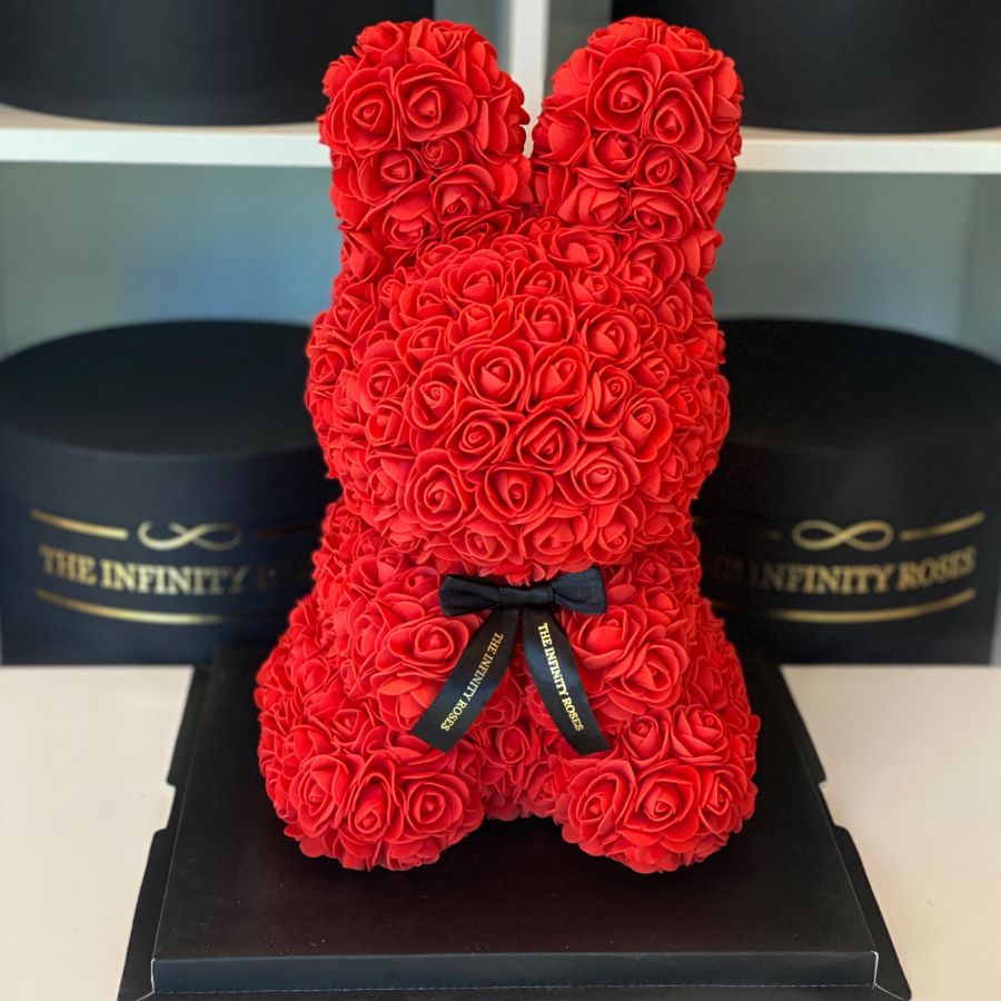 Cutie cu urechi Mickey Mouse cu 25 de trandafiri Iepuras din trandafiri
