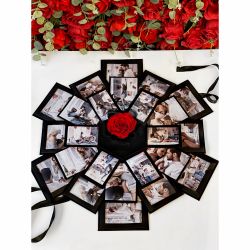Cutie exploziva cu 24 de fotografii si cu un trandafir criogenat