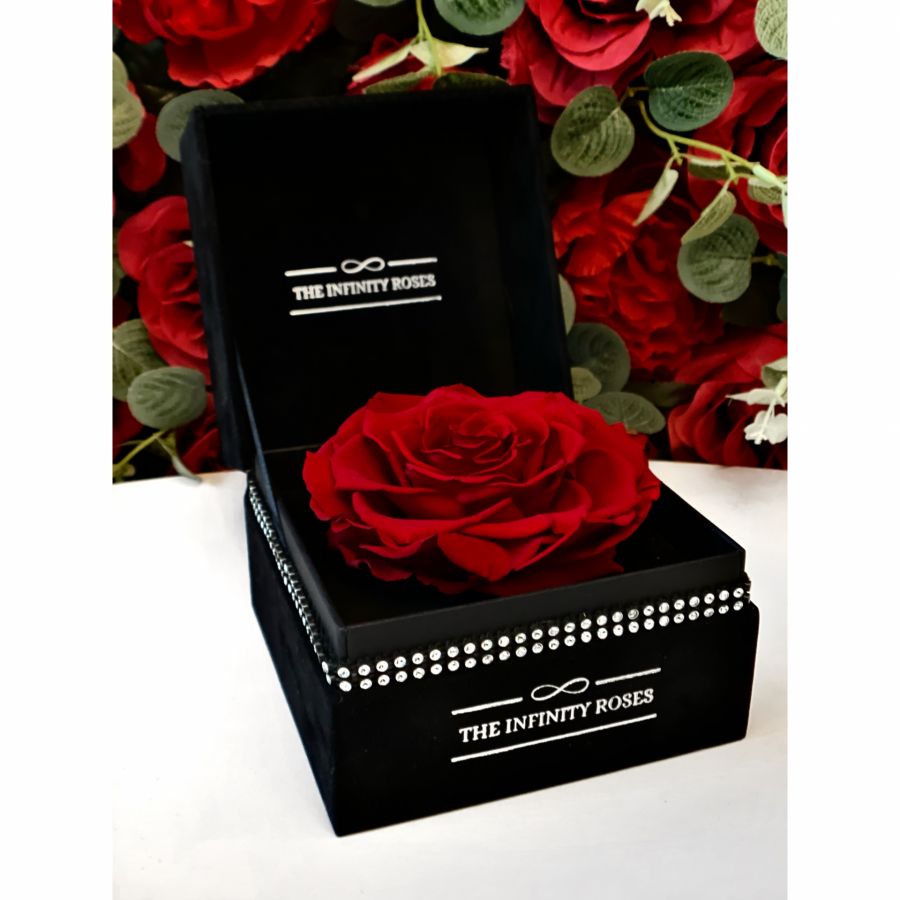 Diamond Box Cutie de catifea cu diamante cu un trandafir criogenat