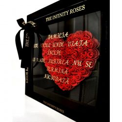 Rama foto cu trandafiri in forma de inimioara cu mesaj personalizat